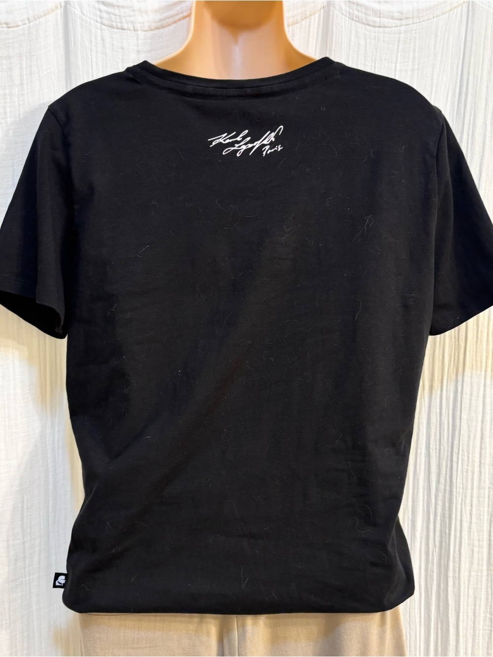 Karl Lagerfeld Paris Women's Black Rhinestone Cat Graphic Crew Neck Tee Size M - Picture 3 of 4
